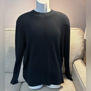 PERRY ELLIS Motion Merino Blend Navy Sweater Comfortable Crew Neck Size L